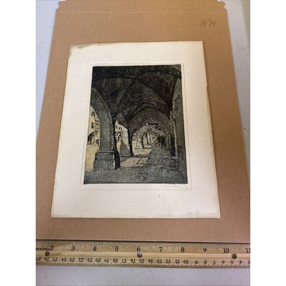 JOSEF EIDENBERGER - ORIGINAL Pencil SIGNED ETCHING: Arches of Innsbruck Austria - Picture 1 of 8
